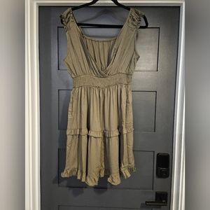 Large olive green tiered dress